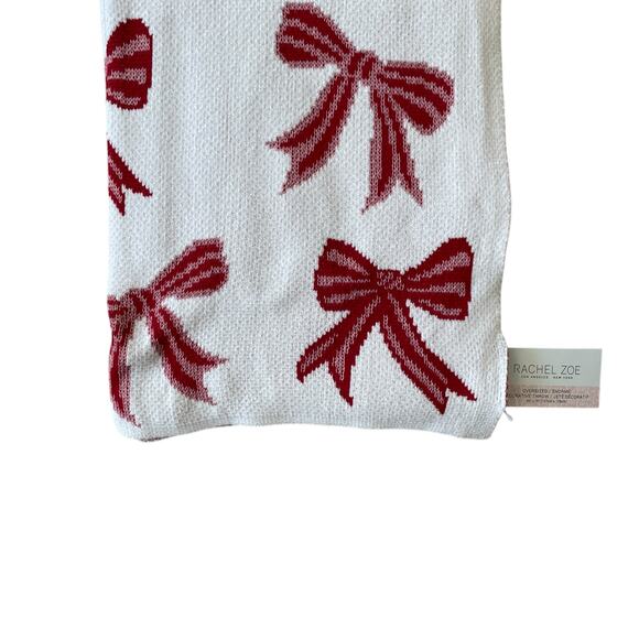 Rachel Zoe BOWS Oversized Throw Blanket 50x70 Red & White NEW - Picture 11 of 15